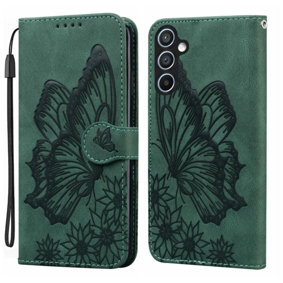 Pu Leather Flip Wallet Case For Samsung Galaxy S25+ 5G 6.7", With Magnetic Closure, Card Slots & Butterfly Embossing Â Compatible With Galaxy Green 9482726163121