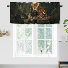 Leopárd mintás konyhai függöny karnis – afrikai vadvilág, szafari téma, kompatibilis a 137x45 cm-es méretekkel, 1 panel