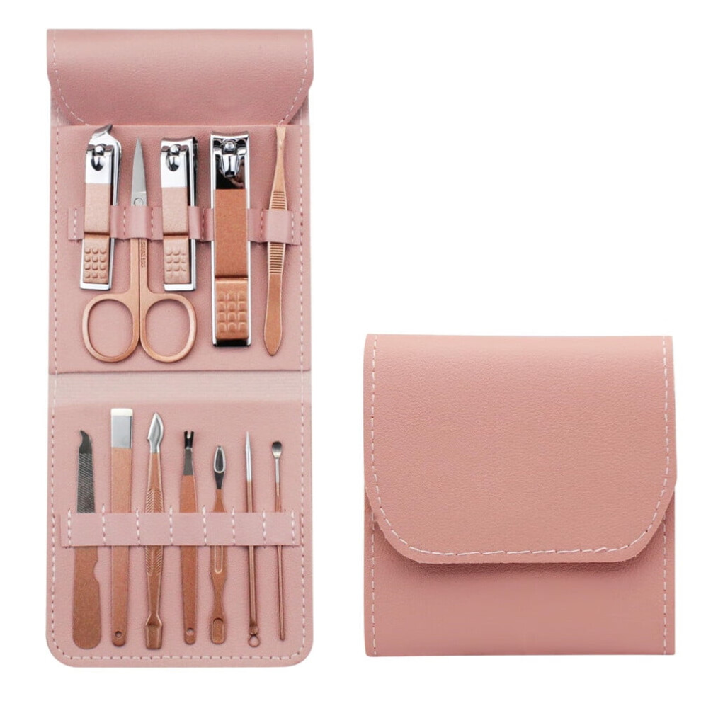 12-in-1 Manicure Set with Nail Clippers, Fingernail & Toenail Tools, Travel-Friendly Pedicure Kit, Pink