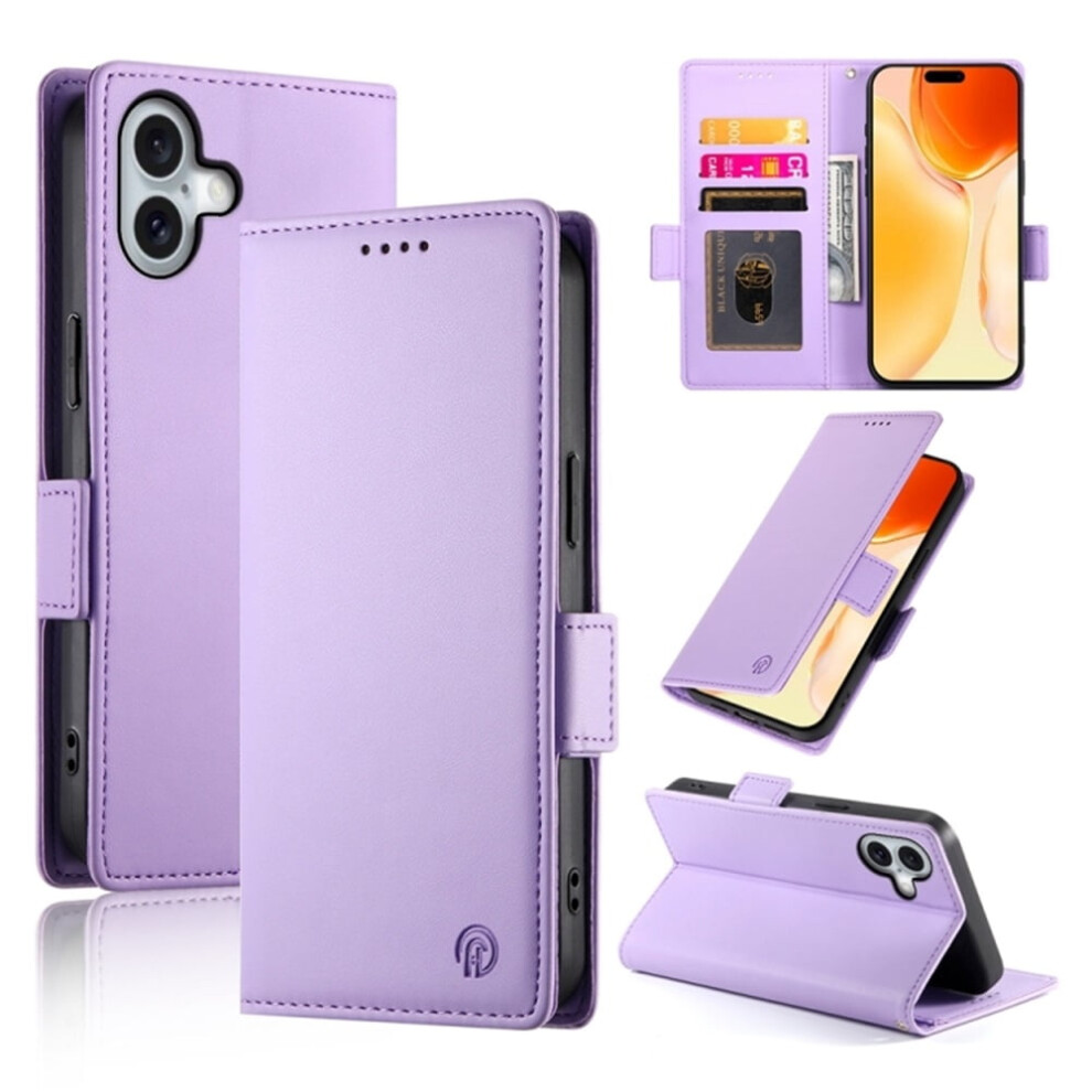 Iphone 16 Plus Wallet Case Â Pu Leather Flip Cover With Magnetic Closure, Frosted Compatible With Iphone 16 Plus Purple 9193271119807