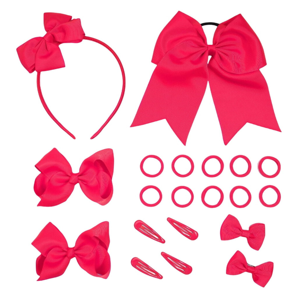 Unisex School Hair Accessories Set For Little Teen Girls Uniform Hair Bows Set With Hair Clips,Headbands And Ponytail Holders