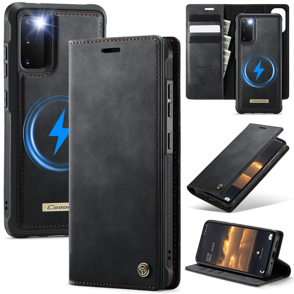 Caseme Wallet Case For Samsung Galaxy S20 (6.2") Â Magsafe-Compatible, Rfid-Blocking, Flip Stand, Shockproof, Magnetic & Detachable, Black 9193271119838