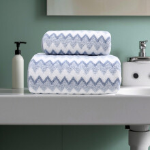 Ensemble de 2 serviettes de bain bleues à motif éclair, épaisses, douces et absorbantes, pour le visage et le corps. Idéales pour la toilette et