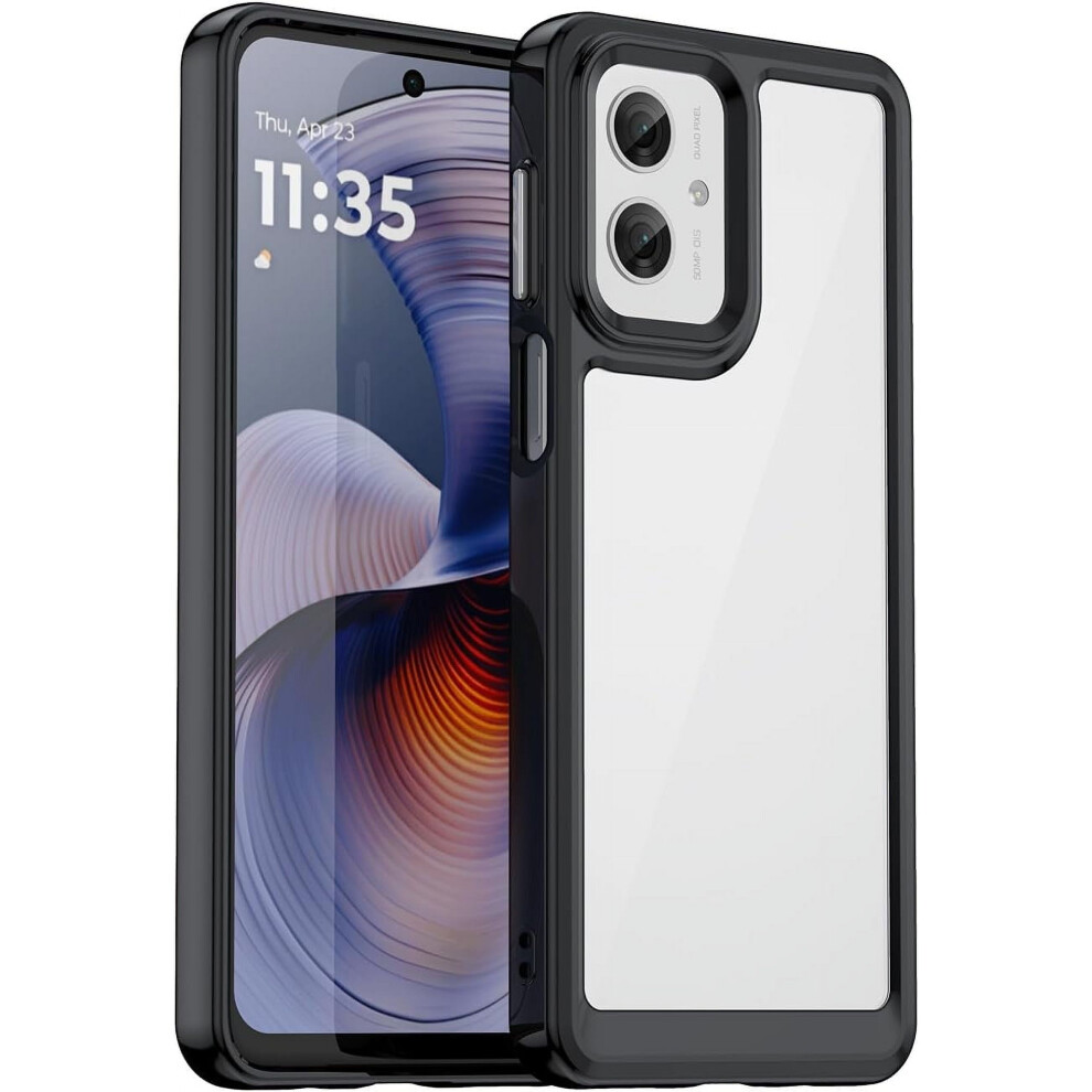 Transparent Tpu+Pc Case For Moto G55 5G Â Military-Grade Shockproof Protection (Black) Black 9327961767874