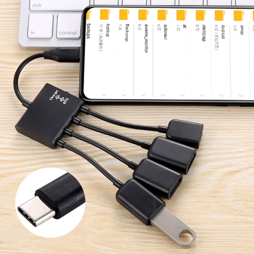 Otg Cable Adapter Cable Micro Usb Data Transmission 1 To 4 Type C To Usb Converter Cable For Mobile Phone Laptop 9193271121701