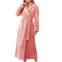 Waffle Robe for Women Thick Flannel Velvet Spliced Bathrobe