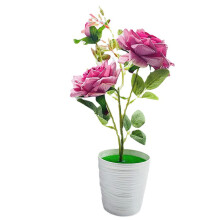 Bonsaï de fleurs artificielles avec vase, fausses roses, composition florale en pot pour la décoration de la maison ou du bureau, centre de table
