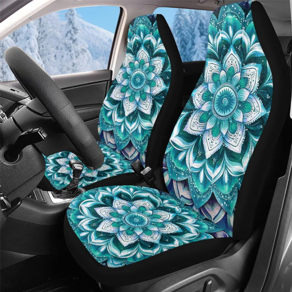 Mandala Car Seat Covers (2 Pcs), Universal Fit For Front Bucket Seats, Compatible With Most Suvs, Trucks & Minivans Green 9327961766754