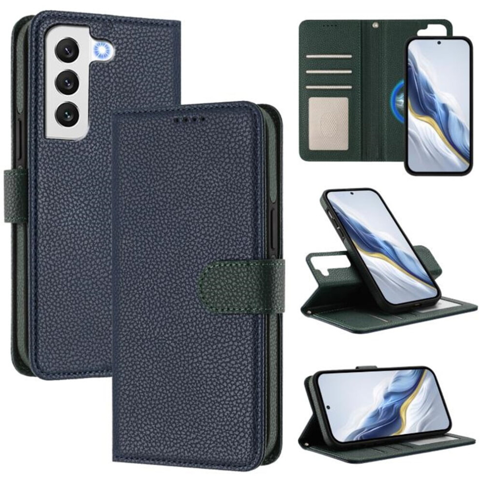 Rfid-Blocking 2-In-1 Magnetic Flip Wallet Case For Samsung Galaxy S22+ 5G Â Detachable, Multi-Card Slots, Wrist Strap, Blue 9327961767034