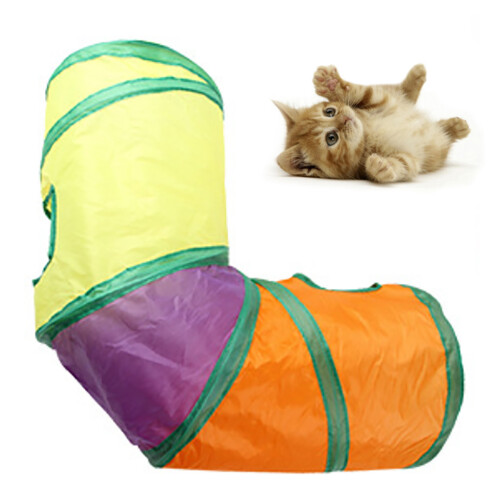Cat Tunnel 3-Way Collapsible Right-Angle Rainbow