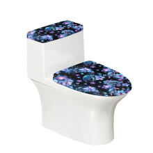 Set de capace de toaletă pentru baie cu model colorat de broaște țestoase și flori, capac de toaletă moale și capac de rezervor de toaletă