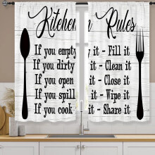 Rustic Farmhouse Kitchen Curtains 27.5"x39", 2 Panels, Rod Pocket, Vintage-Inspired Short Cafe Curtains for Bathroom & Home Decor