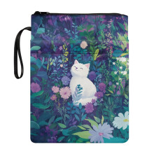Book Sleeve Protector Pouch with Handle Polyester Fabric Book Cover with Zipper for Class Office Pocket Book Organzier Holder Waterproof