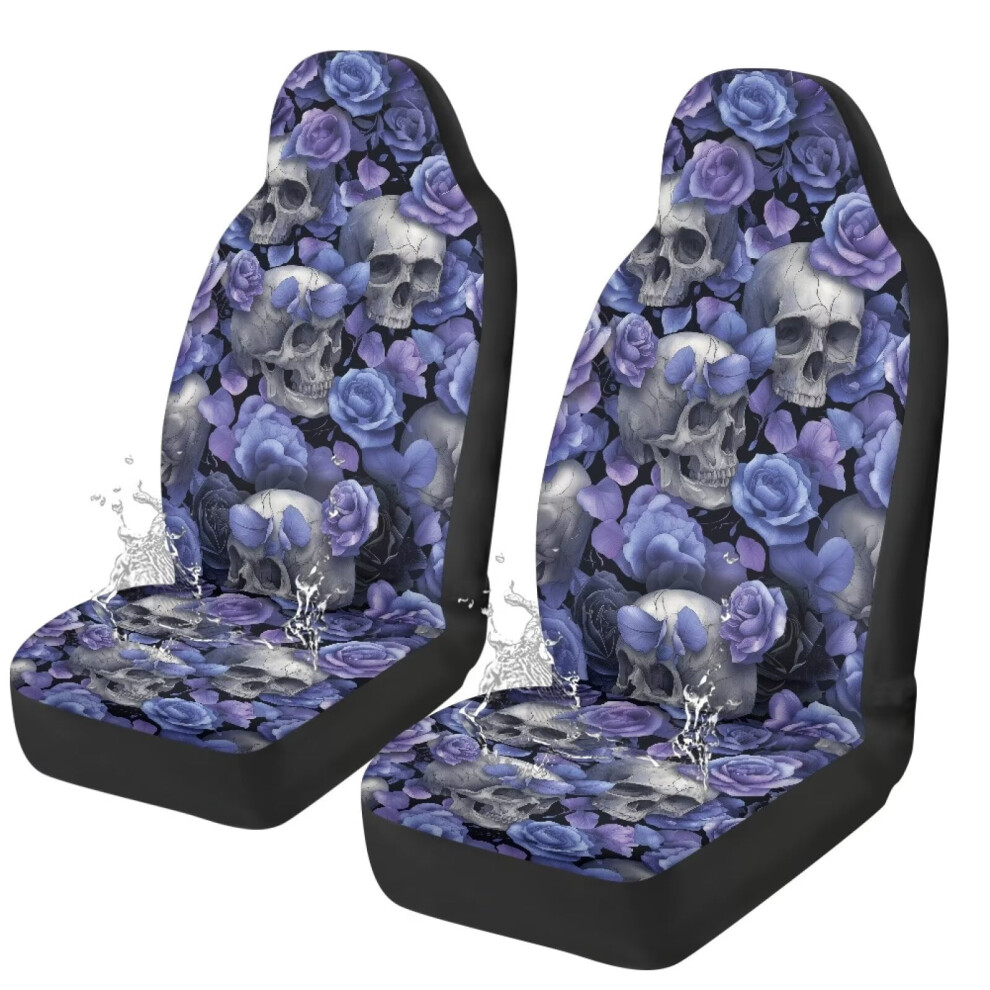 Skull Floral Car Seat Covers Universal Fit Purple 9122141678229