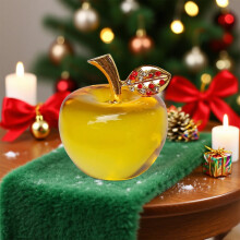 AuroraX Christmas Decorations Birthday Yellow Ornaments,Apples Glass Clear Ornaments,Winter Living Room Table Centerpiece Kitchen Decor