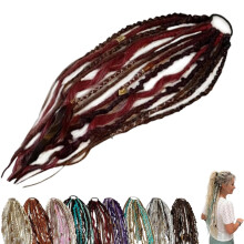 Dread Ponytail Extensions Elastic Boho Style with Beads