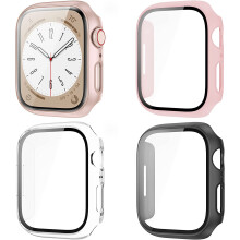 4-Pack Apple Watch Series 8 & 7 (41mm) Screen Protector with Built-in Tempered Glass, PC Full Cover – Compatible with Apple Watch