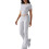 Solid Color Slim Fit Short Sleeve Trousers Suit Gray L 1