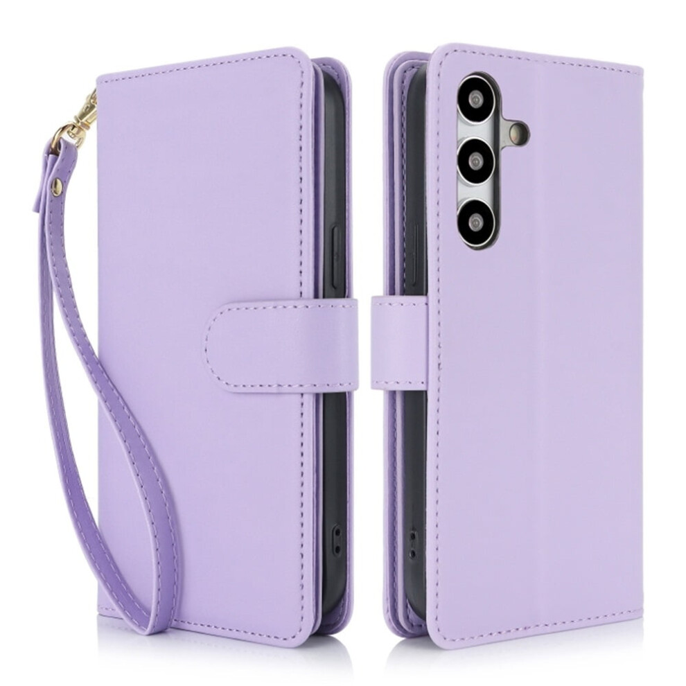 Light Leather Wallet Case For Samsung Galaxy S24/S25 5G 6.2" Â Magnetic Flip, Rfid Blocking, Kickstand, Anti-Drop Tpu, Detachable Wrist Strap Purple 9327961766372