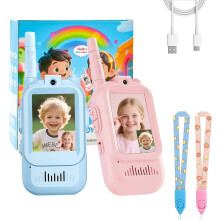 Rechargeable Video Walkie Talkies for Kids, 2 Pack Wireless Intercom Toy with Flashlight, Outdoor Adventure Birthday Gift for Age 3-12
