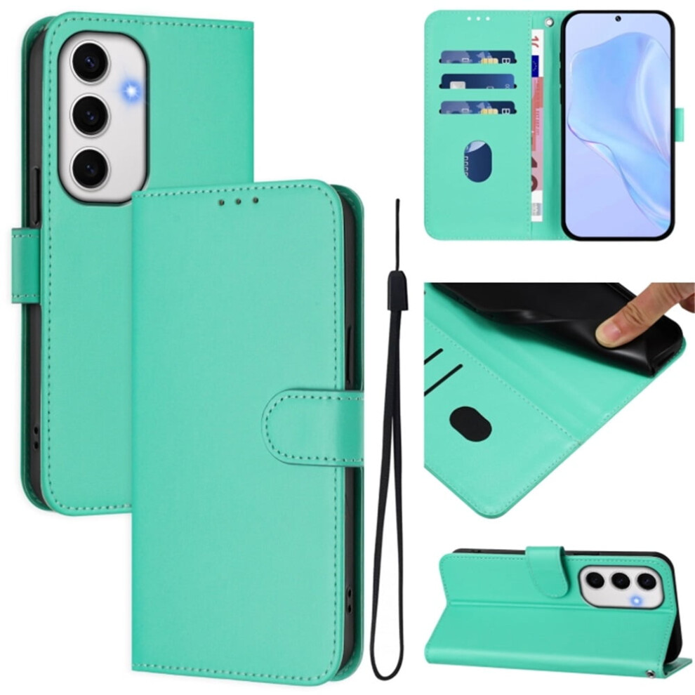 Wallet Case Compatible With Samsung Galaxy S24 Fe 5G Â Pu Leather Flip Folio With Magnetic Closure, 3 Card Slots & Wrist Strap, Green 9353595680623