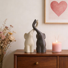 Decorative Elephant Pair Ceramic Sculpture Set