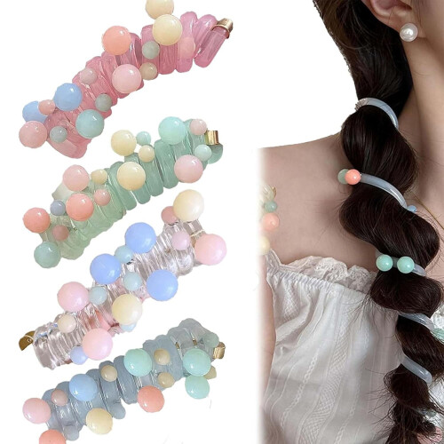 Soft Elastic Spiral Hair Ties for Thick Hair, 12 Pack