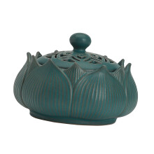 Vintage Flower-Shaped Ceramic Lotus Incense Burner for Home Decor