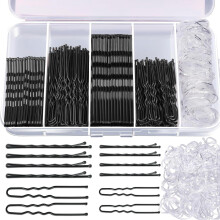 Metal Hair Clips Set Brown U-Shaped Straight with Storage