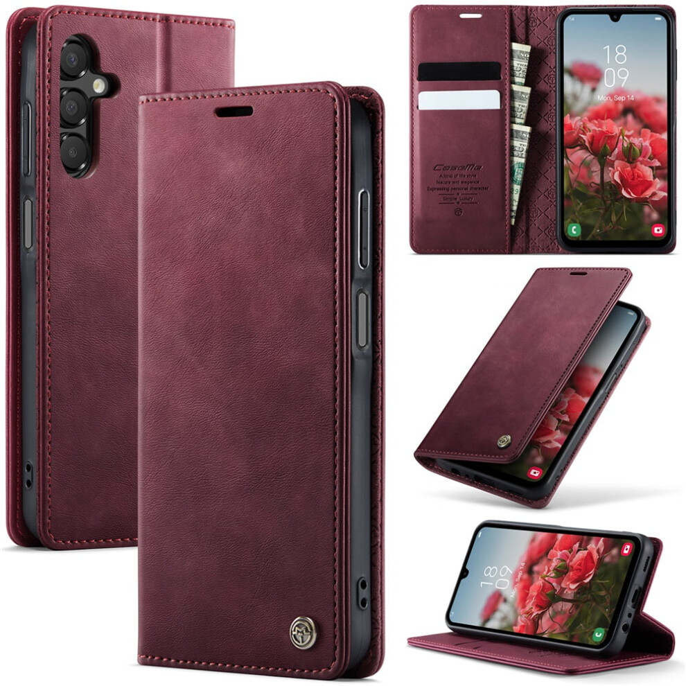Caseme Calf Leather Wallet Case For Compatible With Samsung Galaxy A15 6.5", Rfid Blocking, Magnetic Closure, Card/Cash Slots, Kickstand, Shockproof, 9353595679665