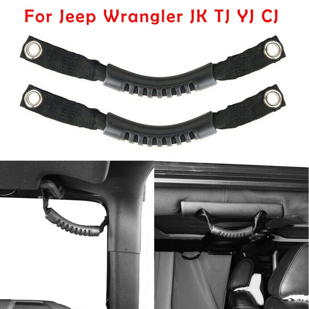 Rubber Grab Grip Interior Handles Door Handle Fit For Jeep Wrangler Jk\/Tj\/Yj\/Cj Red/Black 9353595679702