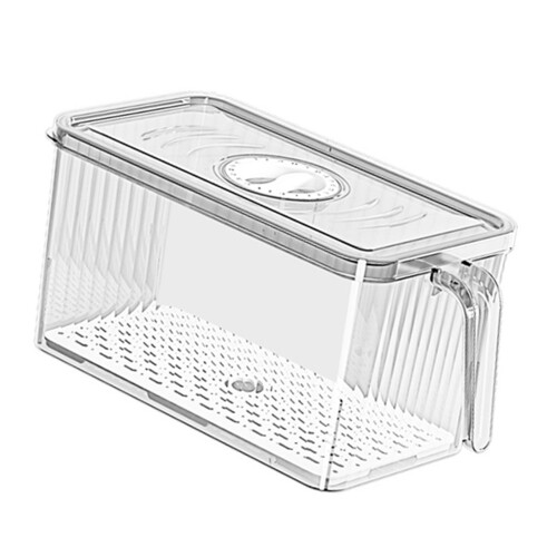 Crisp Vegetable Storage Bin Stackable Lettuce Container With Ventilation System Durable Handles Filterable Partition Refrigerator Organizer Boxes For 2