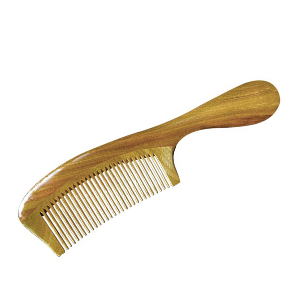 Unisex Green Sandalwood Comb Â Fine Teeth, Scalp Massage, Comfortable Grip, 20Cm
