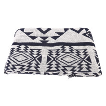 Multipurpose Couch Bed Outdoor Blanket for Home, Aztec Southwest Style Blanket with Tassel Fringe in Black White (130x180cm)