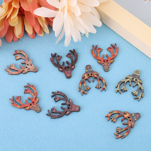 Κινούμενα σχέδια με κεφάλι ελαφιού, ξύλινη εσωτερική διακόσμηση, ζωικό μοτίβο, 1