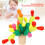 Ξύλινο παιχνίδι στοίβαξης Montessori Toys Rainbow Cactus με στοιχεία παζλ ισορροπίας και 4
