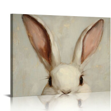 Cuadro decorativo vintage de conejito de Pascua – Póster de conejo en lienzo para dormitorio, sala de estar, baño, oficina – Decoración y