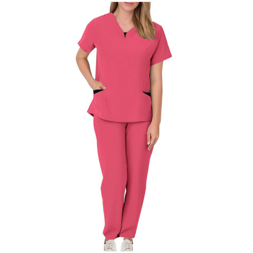 Women's Jogger Scrubs Set Hot Pink L