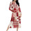 Women's Warm Plaid Robe with Pockets Red XL 1