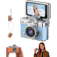 Mini digitalkamera med 1,47-tommers LCD-skjerm, 1080P nøkkelringkamera med innebygd blits og 32 GB minne for reiser og daglig fotografering