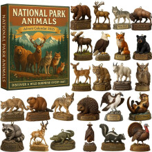 Calendario dell'Avvento 2025 con animali del parco: 24 ornamenti unici a tema fauna selvatica e ciondoli in acrilico, conto alla rovescia di 24