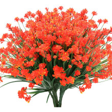 Morttic 6-pack UV-bestendige kunstbloemen (oranje-rood) voor binnen/buiten, begraafplaats, bruiloft en huisdecoratie – geschikt voor vazen en potten