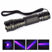 Latarka UV WF-501B LED z czarnym światłem (365 nm), regulowana ostrość, wodoodporna, obudowa aluminiowa, zasilana akumulatorem 18650