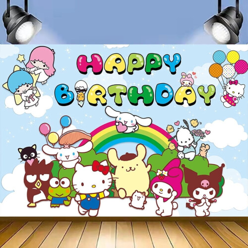 Γελοιογραφία Sanrio Γατούλα και Φίλοι Γενεθλίων Φωτογραφικό Φόντο Είδη Παιδικού