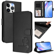 Litter Panda Lederhülle mit Prägung für iPhone 13 Pro – RFID-Schutzhülle mit Brieftasche, Magnetverschluss, Trageschlaufe und Klappständer,