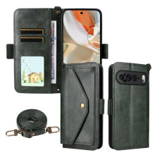 Vintage Leder-Geldbörsenhülle für Google Pixel10Pro XL / Pixel9Pro XL – Mehrere Kartenfächer, verstecktes Knopffach, abnehmbarer Riemen,