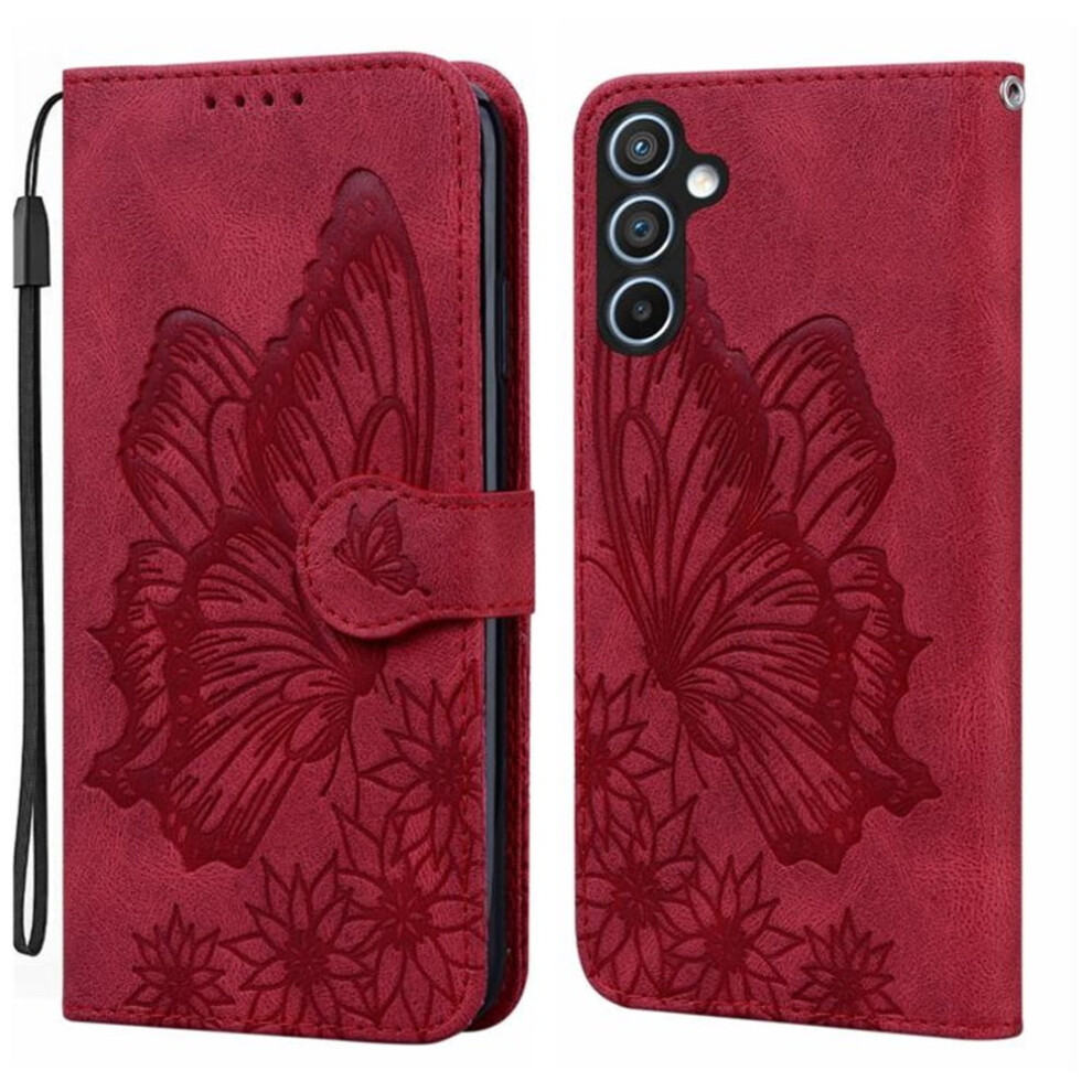 Pu Leather Flip Wallet Case With Magnetic Closure & Card Slots, Compatible With Samsung Galaxy S25 5G 6.2" Red 9482726167341