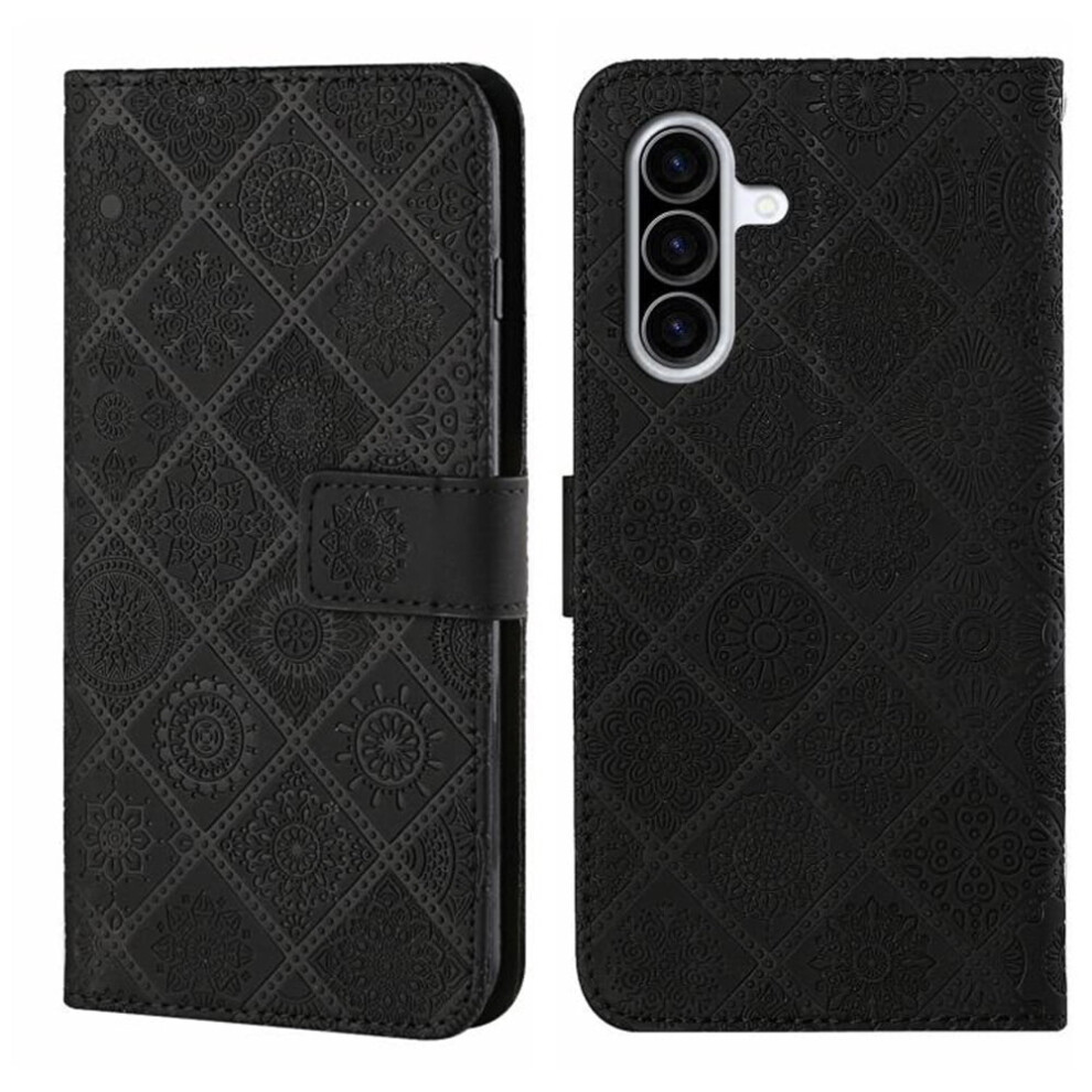 Compatible With Samsung Galaxy A36 5G 6.7" Pu Leather Flip Wallet Case – Ethnic Embossed, Magnetic Closure, Card Slots, Black 9482726165736