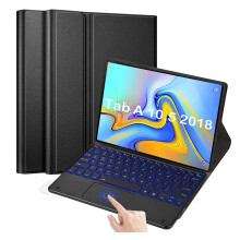 Verlichte touchpad-toetsenbordhoes compatibel met Galaxy Tab A10.5 (SM-T590/T595/T597), magnetisch afneembaar Bluetooth-toetsenbord en standaard van