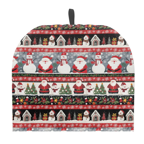 Capa para bule de Natal com estampa do Papai Noel, com alça para pendurar, grossa e resistente ao desbotamento, compatível com chaleiras padrão.